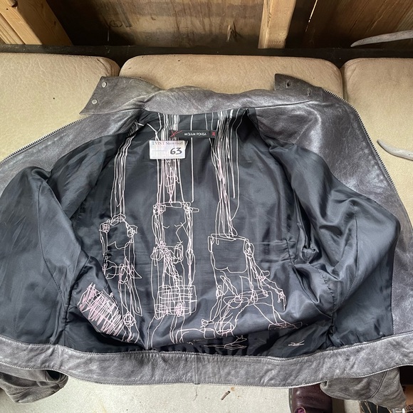 Designer Moto biker leather Jacket Distressed Futuristic Runway Motorcycle 36 XS - Picture 14 of 16